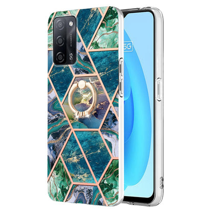 YB IMD Series-7 for Oppo A53s 5G/A55 5G/A54 4G/A16/A54s Kickstand Phone Case Marble Pattern IMD Electroplating TPU Protective Cover