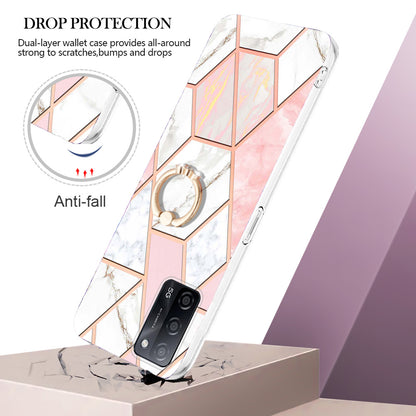 YB IMD Series-7 for Oppo A53s 5G/A55 5G/A54 4G/A16/A54s Kickstand Phone Case Marble Pattern IMD Electroplating TPU Protective Cover