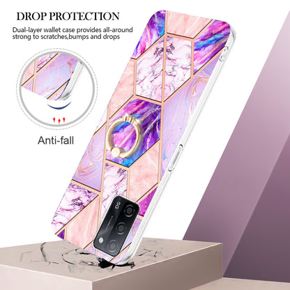 YB IMD Series-7 for Oppo A53s 5G/A55 5G/A54 4G/A16/A54s Kickstand Phone Case Marble Pattern IMD Electroplating TPU Protective Cover