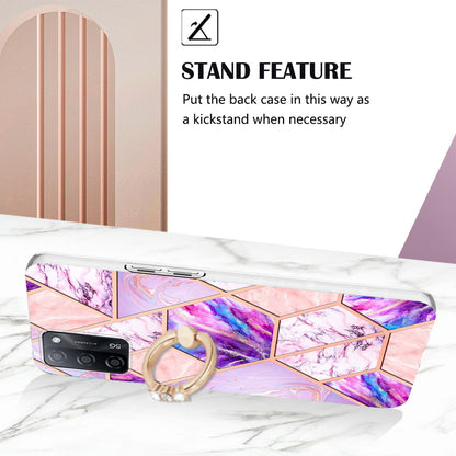 YB IMD Series-7 for Oppo A53s 5G/A55 5G/A54 4G/A16/A54s Kickstand Phone Case Marble Pattern IMD Electroplating TPU Protective Cover