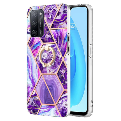YB IMD Series-7 for Oppo A53s 5G/A55 5G/A54 4G/A16/A54s Kickstand Phone Case Marble Pattern IMD Electroplating TPU Protective Cover
