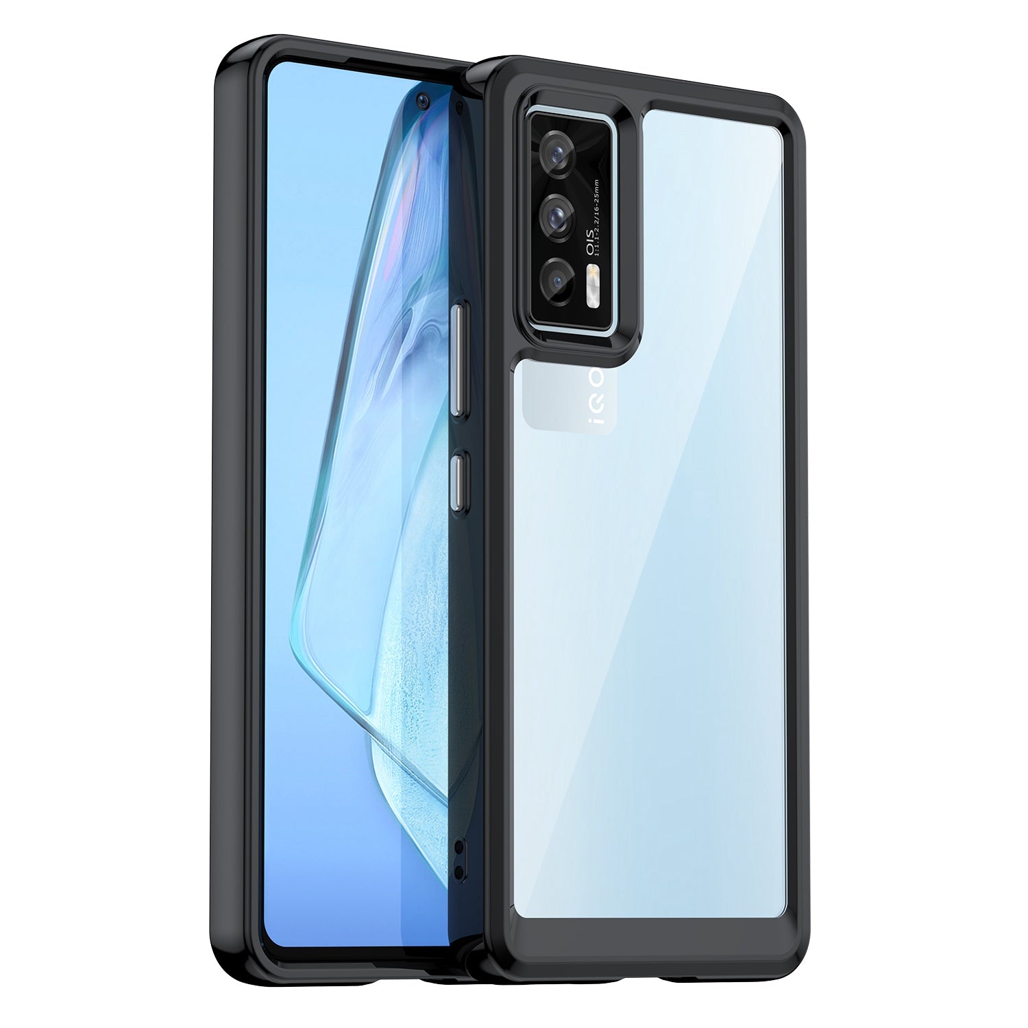For vivo iQOO 7 (India) 5G/iQOO Neo5 Wear-resistant Anti-drop Transparent Back Case Hybrid Acrylic + TPU Mobile Phone Cover with Independent Buttons