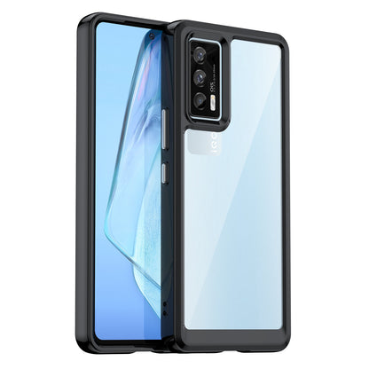 For vivo iQOO 7 (India) 5G/iQOO Neo5 Wear-resistant Anti-drop Transparent Back Case Hybrid Acrylic + TPU Mobile Phone Cover with Independent Buttons