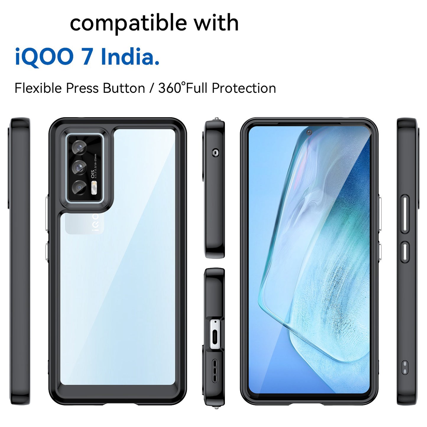 For vivo iQOO 7 (India) 5G/iQOO Neo5 Wear-resistant Anti-drop Transparent Back Case Hybrid Acrylic + TPU Mobile Phone Cover with Independent Buttons