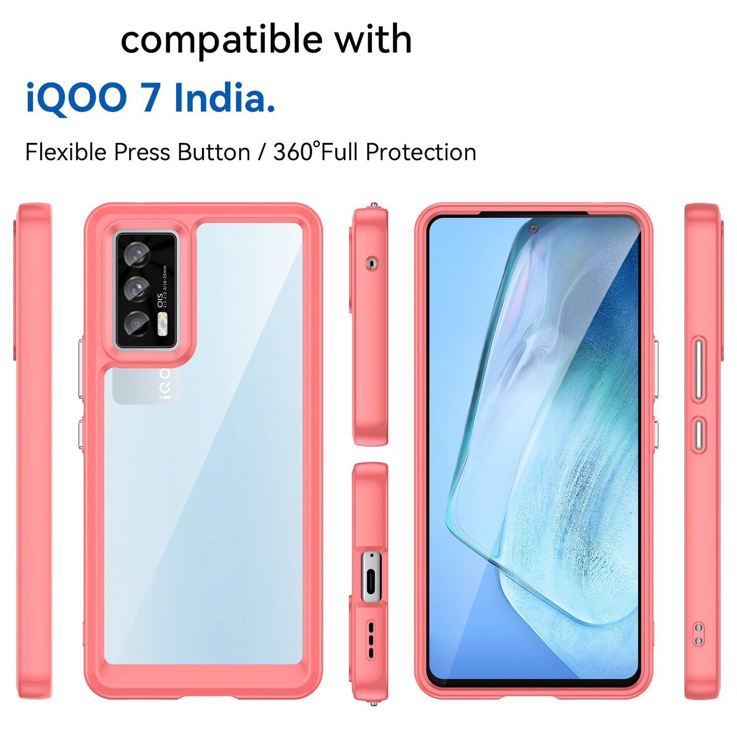 For vivo iQOO 7 (India) 5G/iQOO Neo5 Wear-resistant Anti-drop Transparent Back Case Hybrid Acrylic + TPU Mobile Phone Cover with Independent Buttons