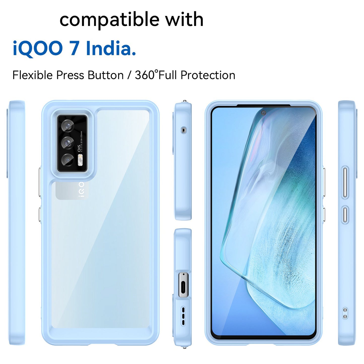 For vivo iQOO 7 (India) 5G/iQOO Neo5 Wear-resistant Anti-drop Transparent Back Case Hybrid Acrylic + TPU Mobile Phone Cover with Independent Buttons