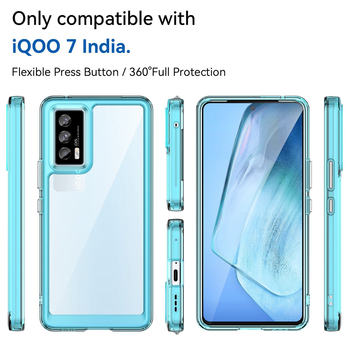 For vivo iQOO 7 (India) 5G/iQOO Neo5 Wear-resistant Anti-drop Transparent Back Case Hybrid Acrylic + TPU Mobile Phone Cover with Independent Buttons