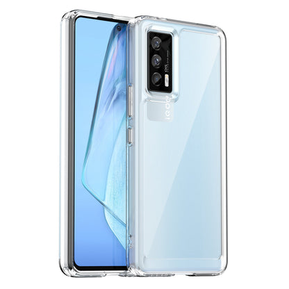 For vivo iQOO 7 (India) 5G/iQOO Neo5 Wear-resistant Anti-drop Transparent Back Case Hybrid Acrylic + TPU Mobile Phone Cover with Independent Buttons