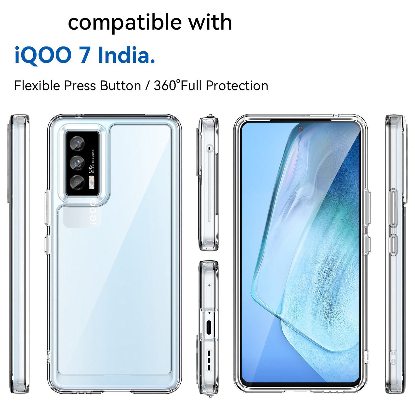 For vivo iQOO 7 (India) 5G/iQOO Neo5 Wear-resistant Anti-drop Transparent Back Case Hybrid Acrylic + TPU Mobile Phone Cover with Independent Buttons