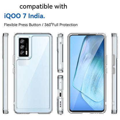 For vivo iQOO 7 (India) 5G/iQOO Neo5 Wear-resistant Anti-drop Transparent Back Case Hybrid Acrylic + TPU Mobile Phone Cover with Independent Buttons
