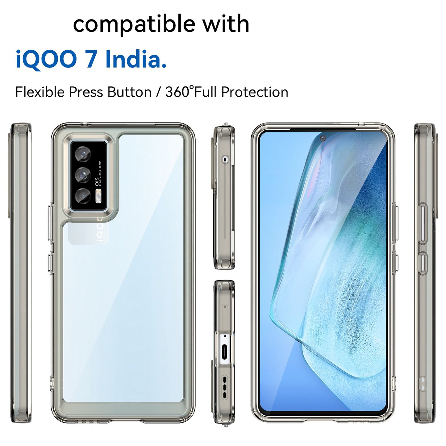 For vivo iQOO 7 (India) 5G/iQOO Neo5 Wear-resistant Anti-drop Transparent Back Case Hybrid Acrylic + TPU Mobile Phone Cover with Independent Buttons