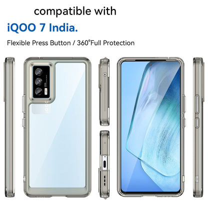 For vivo iQOO 7 (India) 5G/iQOO Neo5 Wear-resistant Anti-drop Transparent Back Case Hybrid Acrylic + TPU Mobile Phone Cover with Independent Buttons