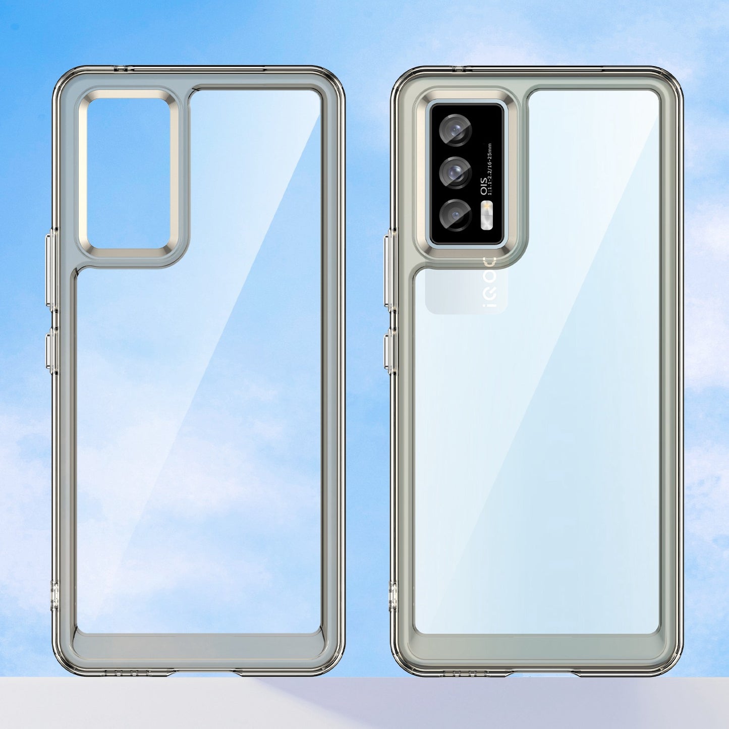For vivo iQOO 7 (India) 5G/iQOO Neo5 Wear-resistant Anti-drop Transparent Back Case Hybrid Acrylic + TPU Mobile Phone Cover with Independent Buttons
