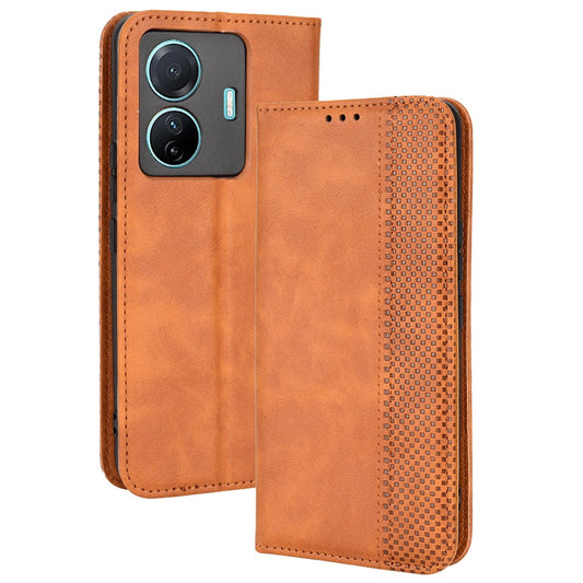 Retro Surface Anti-Fall Case for vivo S15e 5G Wallet Phone Case Leather Mobile Phone Protector with Stand