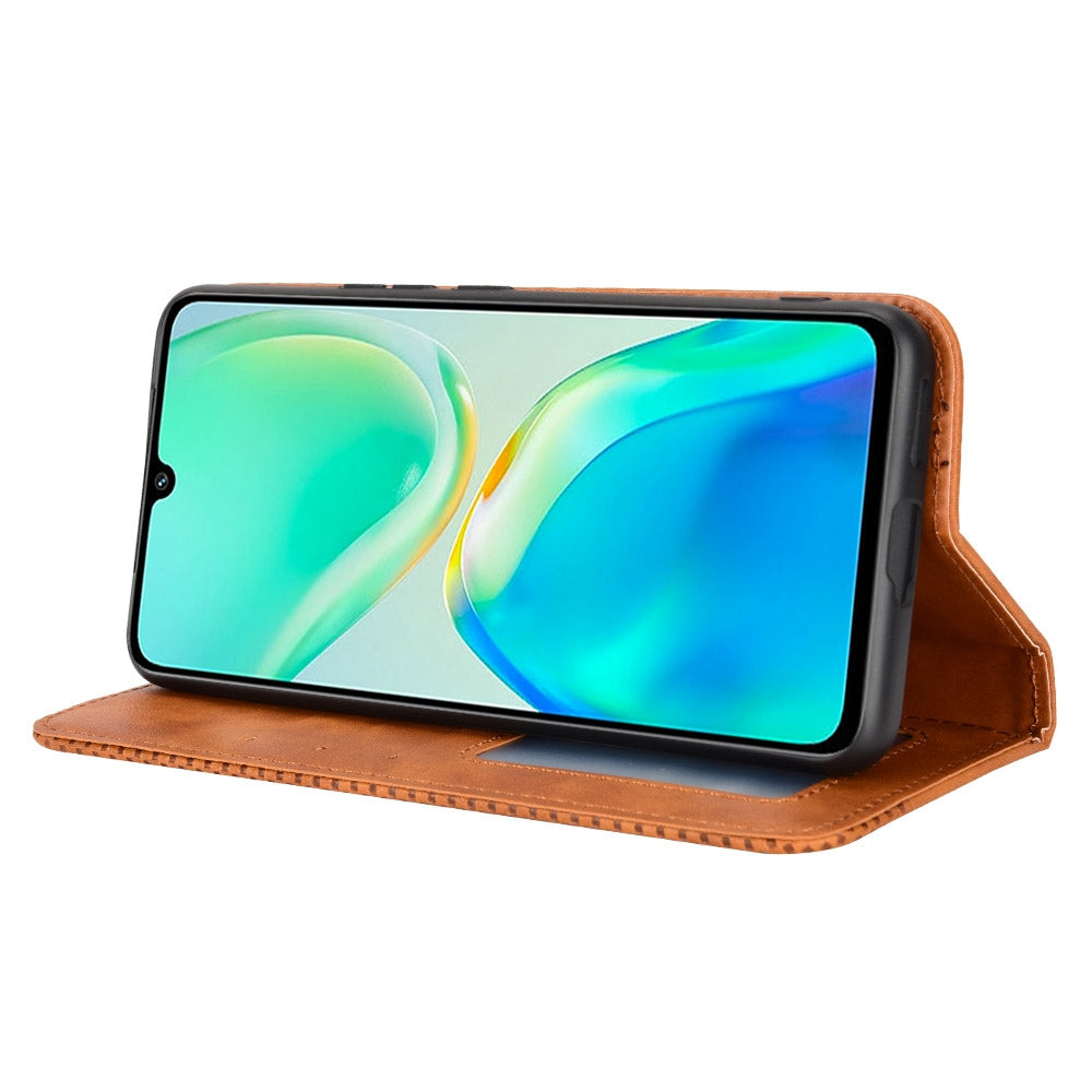 Retro Surface Anti-Fall Case for vivo S15e 5G Wallet Phone Case Leather Mobile Phone Protector with Stand