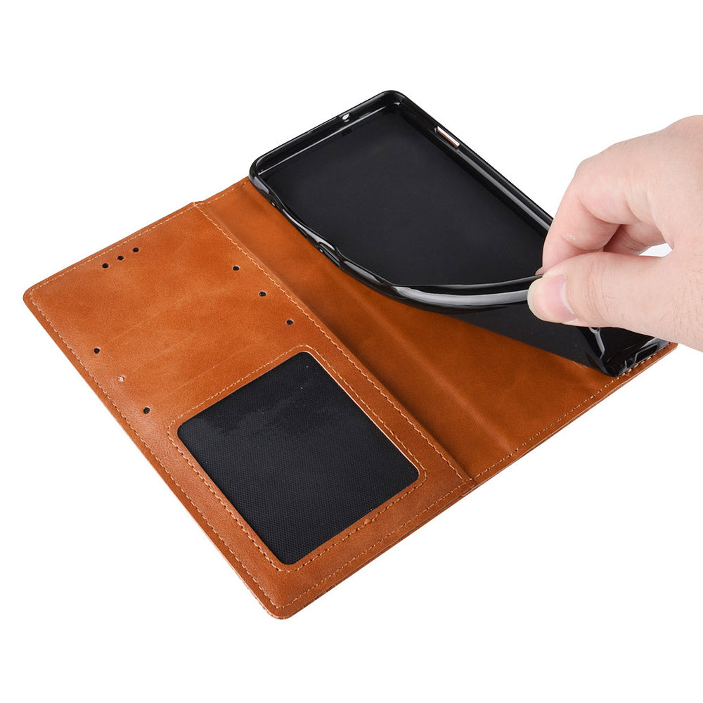 Retro Surface Anti-Fall Case for vivo S15e 5G Wallet Phone Case Leather Mobile Phone Protector with Stand