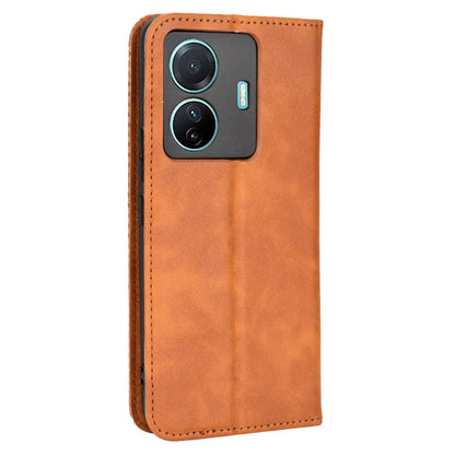 Retro Surface Anti-Fall Case for vivo S15e 5G Wallet Phone Case Leather Mobile Phone Protector with Stand
