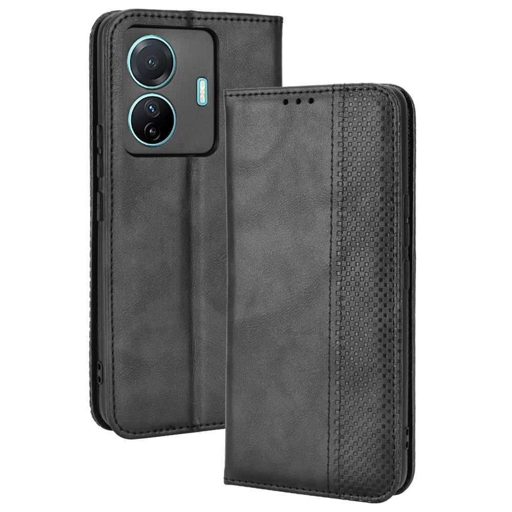 Retro Surface Anti-Fall Case for vivo S15e 5G Wallet Phone Case Leather Mobile Phone Protector with Stand