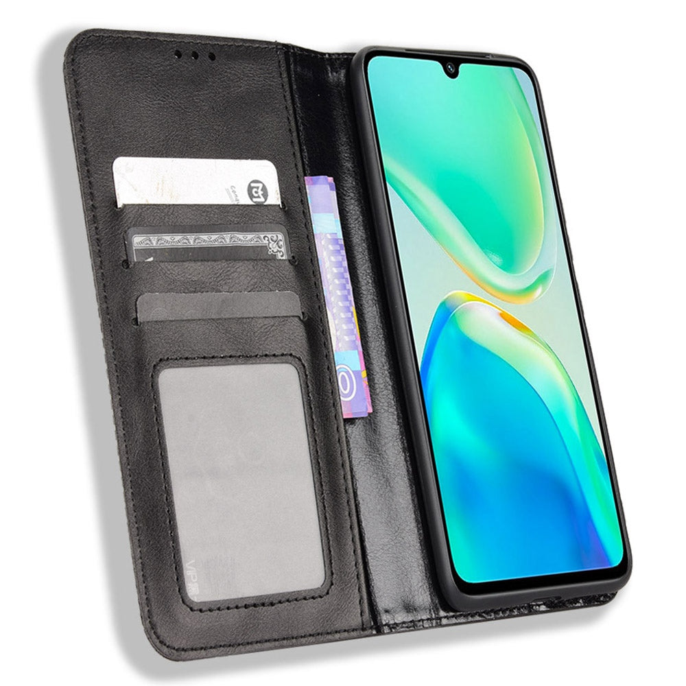 Retro Surface Anti-Fall Case for vivo S15e 5G Wallet Phone Case Leather Mobile Phone Protector with Stand
