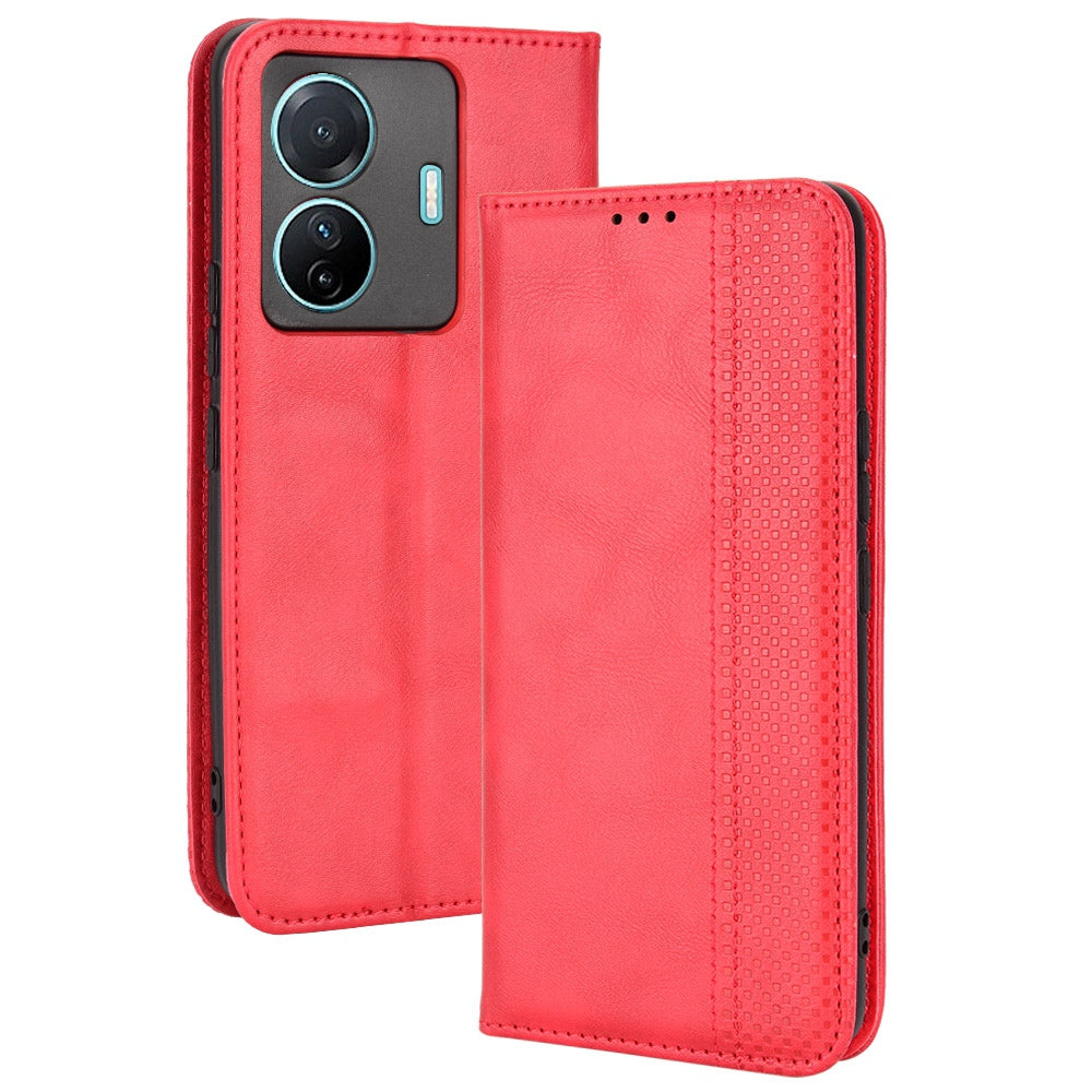 Retro Surface Anti-Fall Case for vivo S15e 5G Wallet Phone Case Leather Mobile Phone Protector with Stand