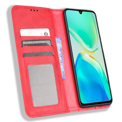 Retro Surface Anti-Fall Case for vivo S15e 5G Wallet Phone Case Leather Mobile Phone Protector with Stand