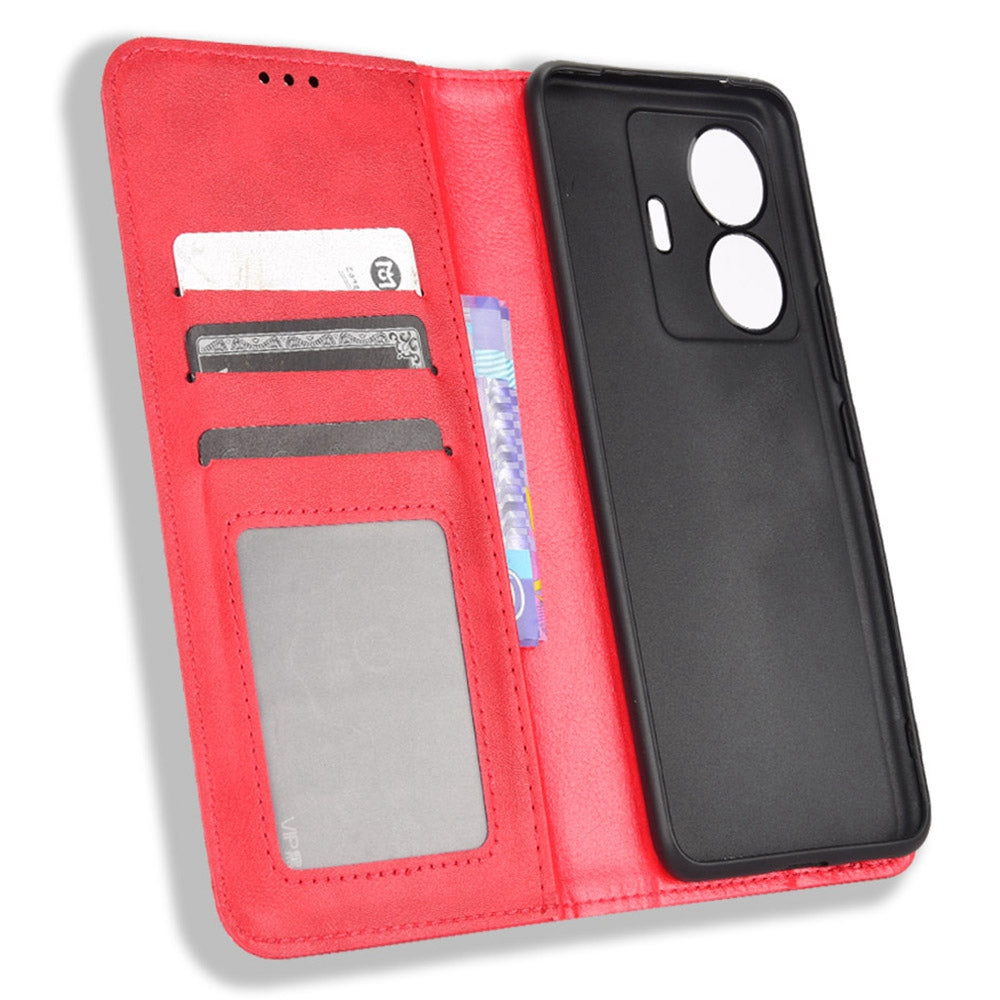 Retro Surface Anti-Fall Case for vivo S15e 5G Wallet Phone Case Leather Mobile Phone Protector with Stand