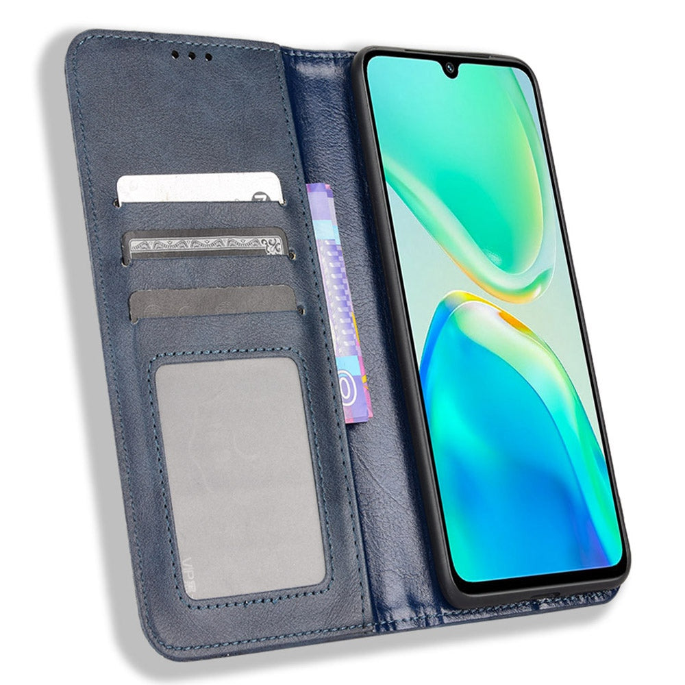 Retro Surface Anti-Fall Case for vivo S15e 5G Wallet Phone Case Leather Mobile Phone Protector with Stand