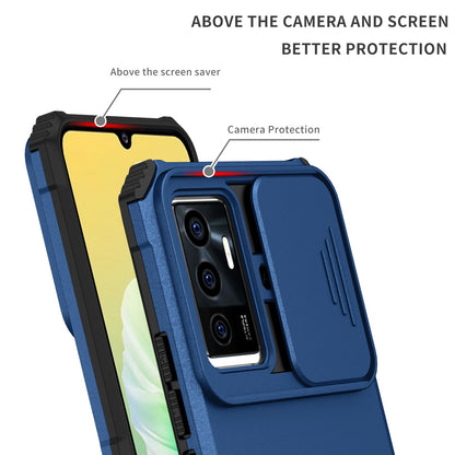 Protective Phone Case for vivo V23e 5G/S10e 5G Kickstand PC + TPU Cover with Sliding Camera Protection