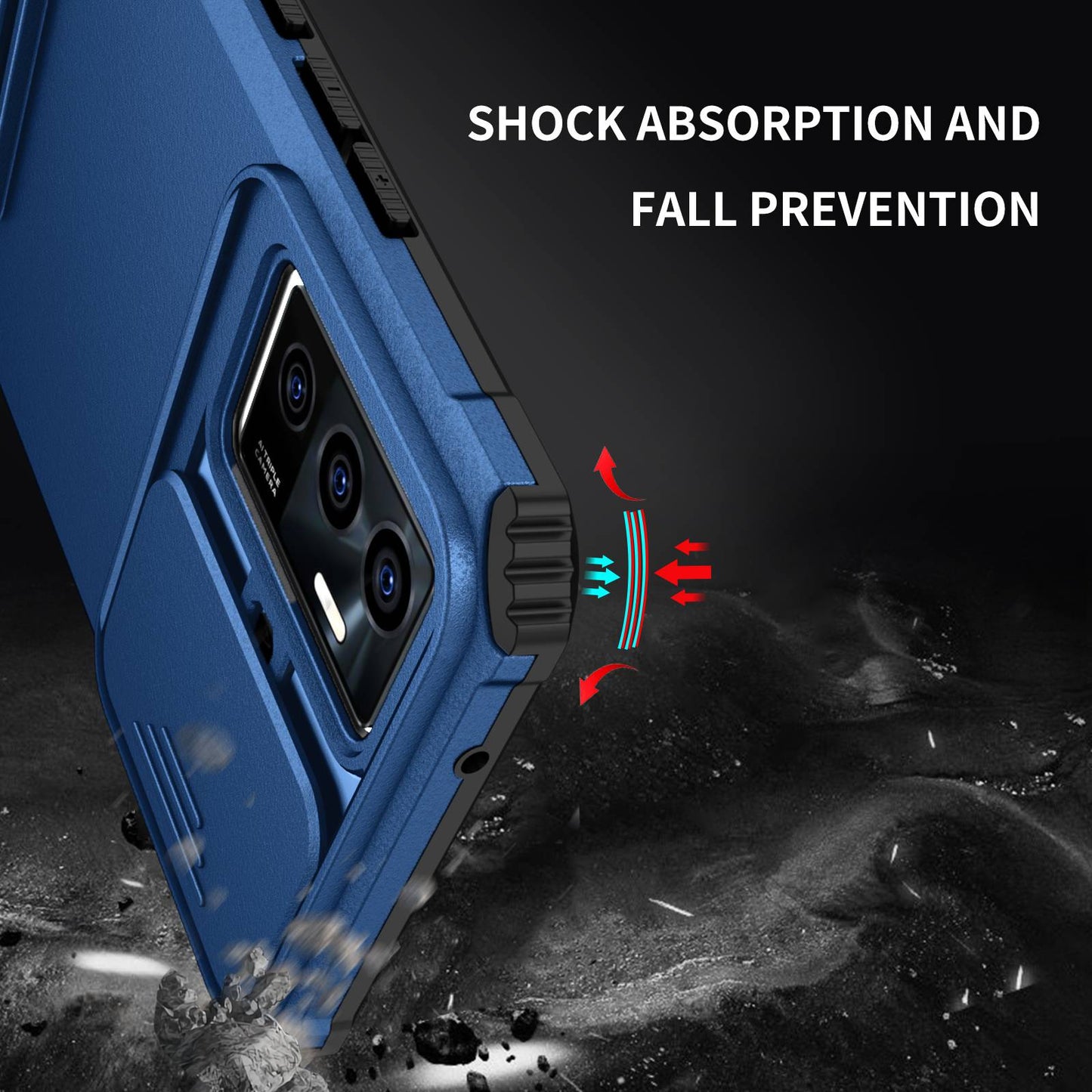 Protective Phone Case for vivo V23e 5G/S10e 5G Kickstand PC + TPU Cover with Sliding Camera Protection