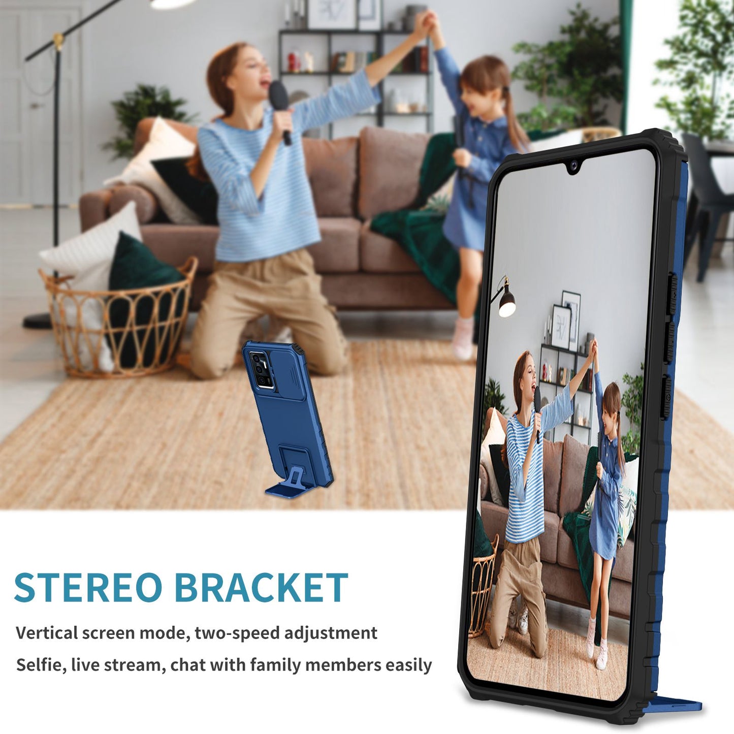 Protective Phone Case for vivo V23e 5G/S10e 5G Kickstand PC + TPU Cover with Sliding Camera Protection