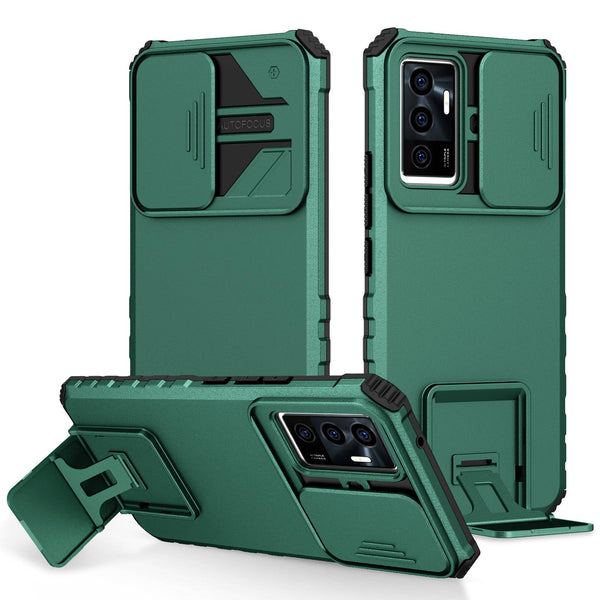Protective Phone Case for vivo V23e 5G/S10e 5G Kickstand PC + TPU Cover with Sliding Camera Protection