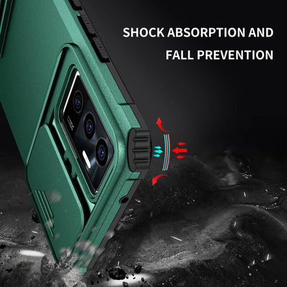 Protective Phone Case for vivo V23e 5G/S10e 5G Kickstand PC + TPU Cover with Sliding Camera Protection