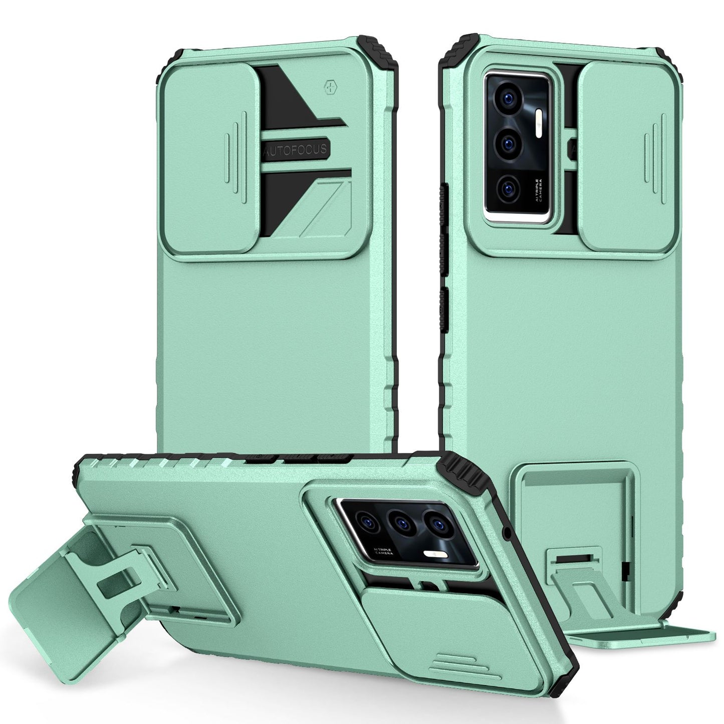 Protective Phone Case for vivo V23e 5G/S10e 5G Kickstand PC + TPU Cover with Sliding Camera Protection