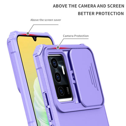 Protective Phone Case for vivo V23e 5G/S10e 5G Kickstand PC + TPU Cover with Sliding Camera Protection