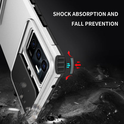 Protective Phone Case for vivo V23e 5G/S10e 5G Kickstand PC + TPU Cover with Sliding Camera Protection