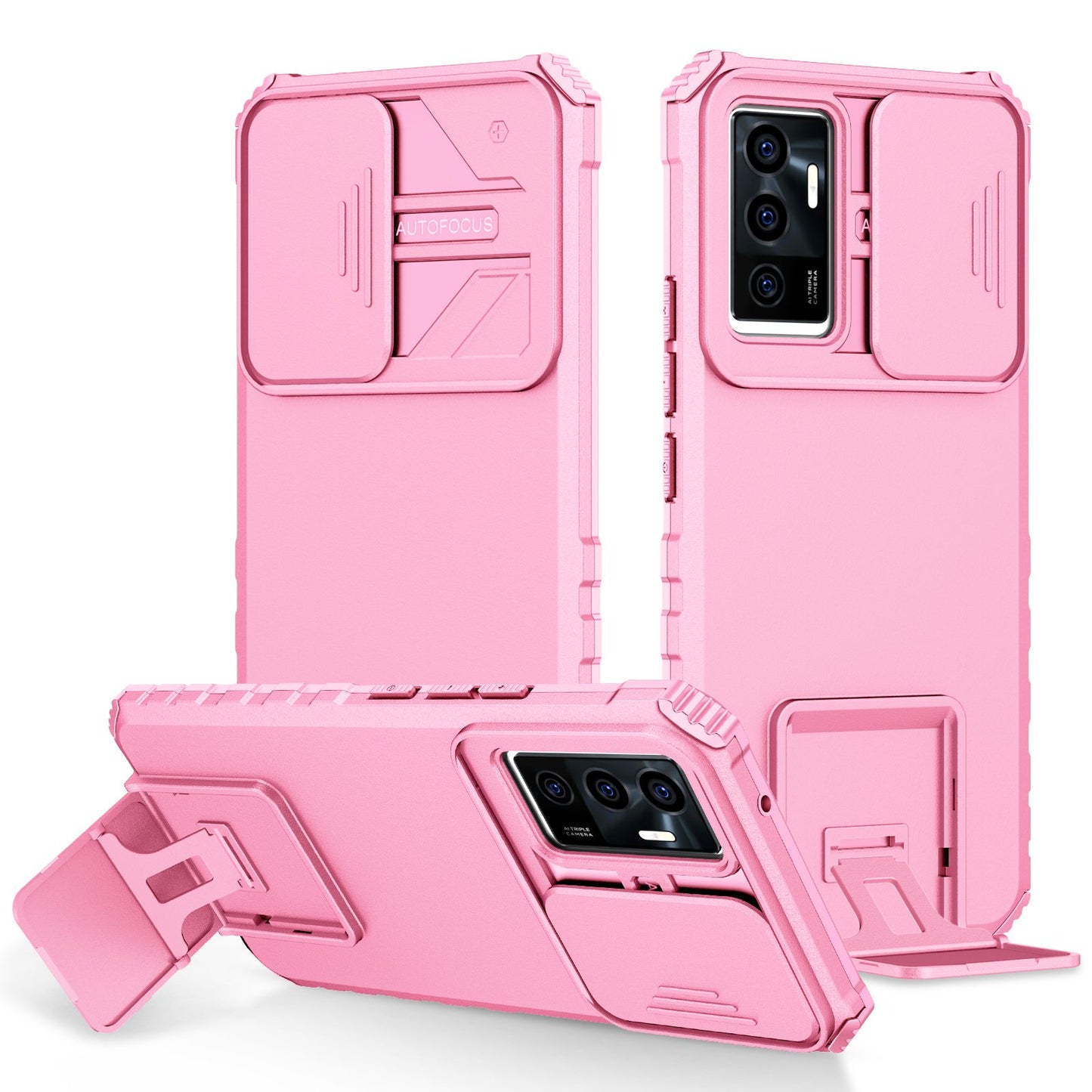 Protective Phone Case for vivo V23e 5G/S10e 5G Kickstand PC + TPU Cover with Sliding Camera Protection