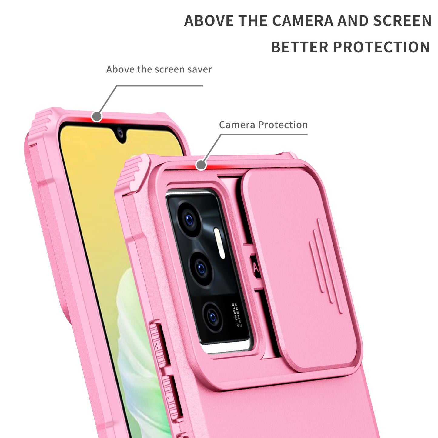 Protective Phone Case for vivo V23e 5G/S10e 5G Kickstand PC + TPU Cover with Sliding Camera Protection