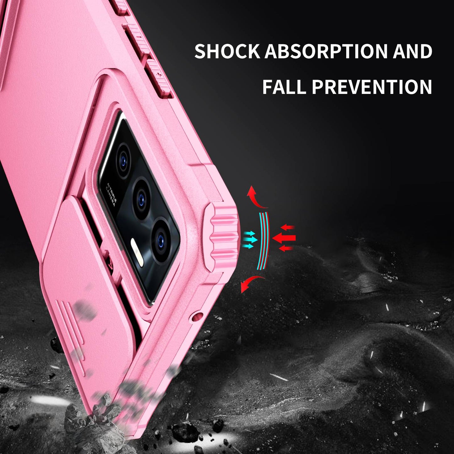 Protective Phone Case for vivo V23e 5G/S10e 5G Kickstand PC + TPU Cover with Sliding Camera Protection