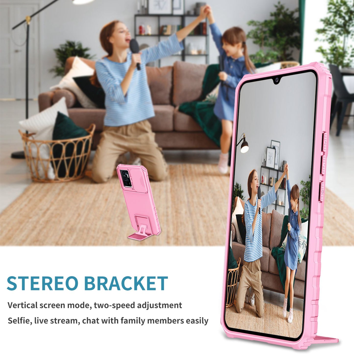 Protective Phone Case for vivo V23e 5G/S10e 5G Kickstand PC + TPU Cover with Sliding Camera Protection
