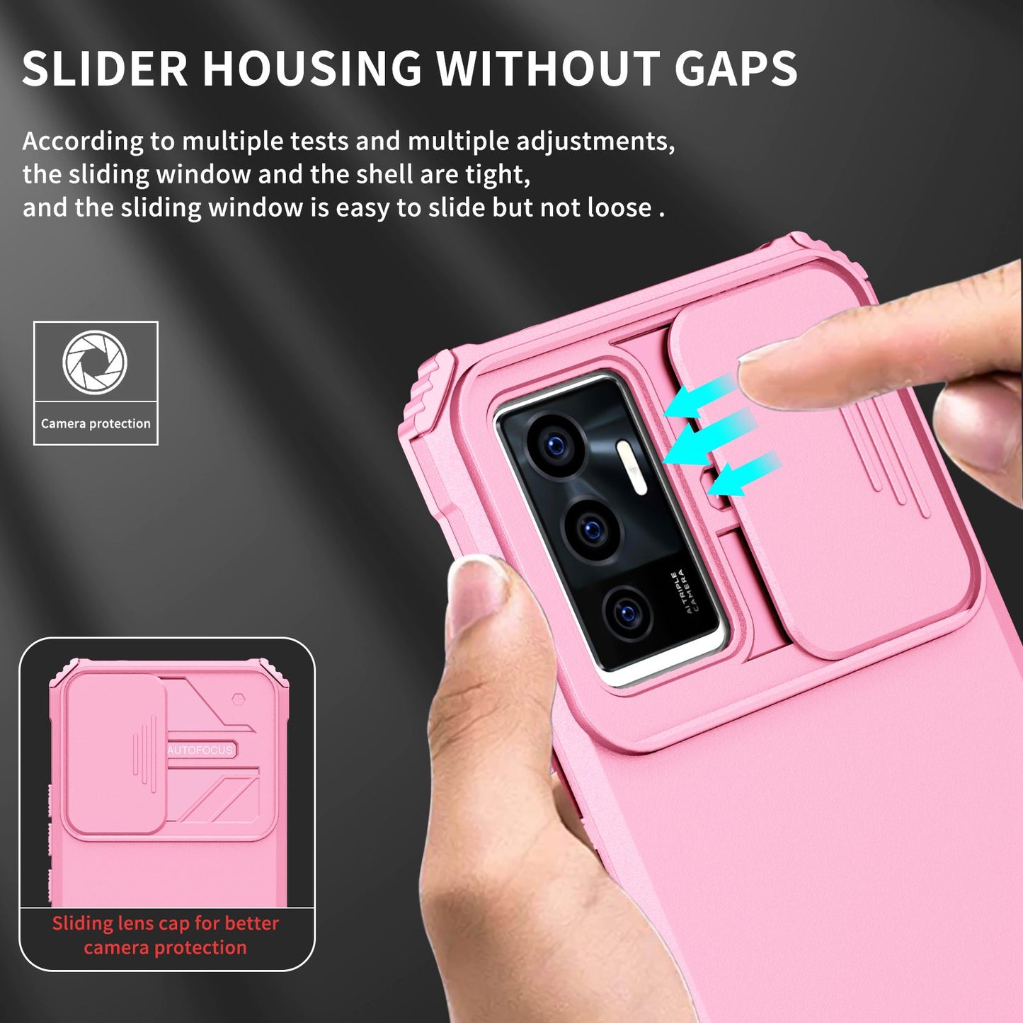 Protective Phone Case for vivo V23e 5G/S10e 5G Kickstand PC + TPU Cover with Sliding Camera Protection