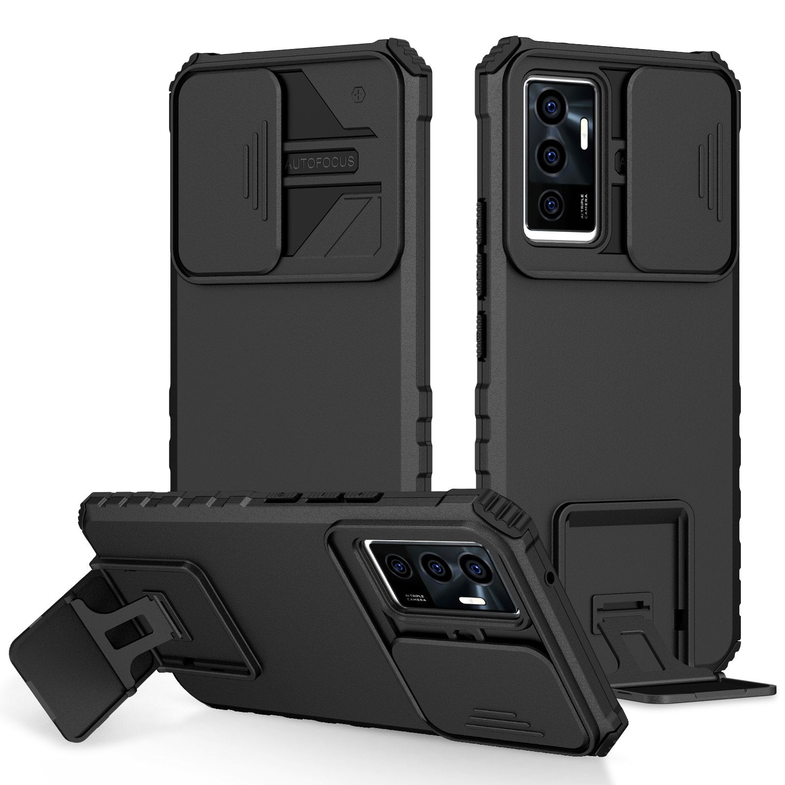 Protective Phone Case for vivo V23e 5G/S10e 5G Kickstand PC + TPU Cover with Sliding Camera Protection