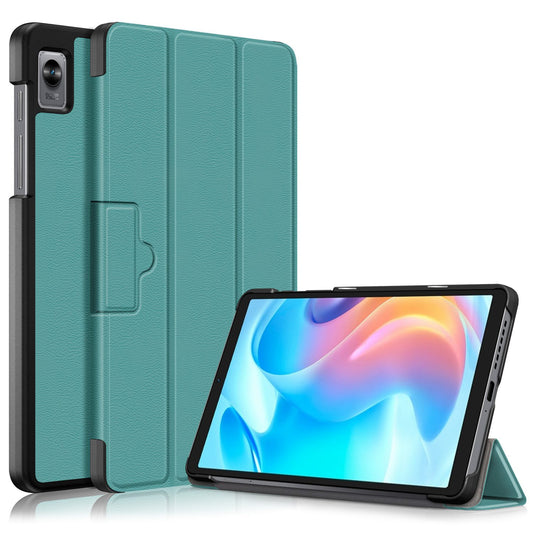 Tablet Covering Shell for Realme Pad Mini PC+PU Leather Trifold Stand Cover Well-protected Flip Tablet Case