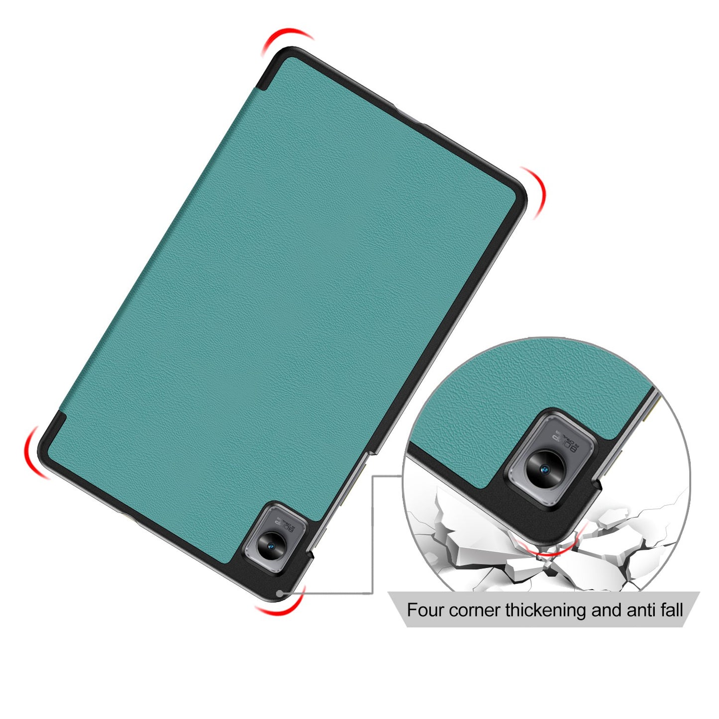 Tablet Covering Shell for Realme Pad Mini PC+PU Leather Trifold Stand Cover Well-protected Flip Tablet Case