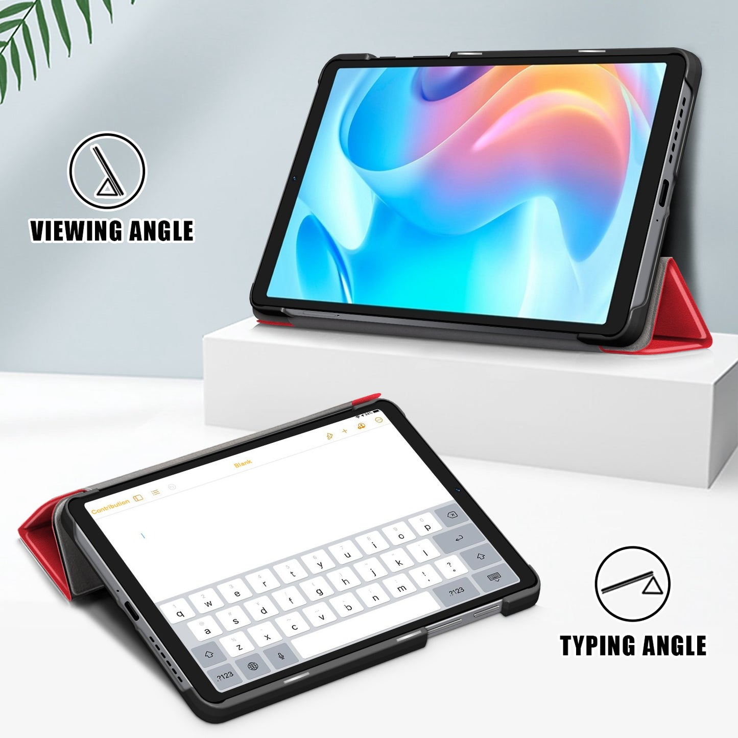 Tablet Covering Shell for Realme Pad Mini PC+PU Leather Trifold Stand Cover Well-protected Flip Tablet Case