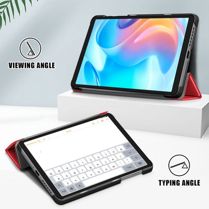 Tablet Covering Shell for Realme Pad Mini PC+PU Leather Trifold Stand Cover Well-protected Flip Tablet Case