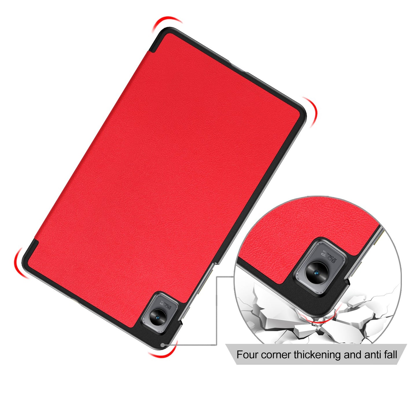Tablet Covering Shell for Realme Pad Mini PC+PU Leather Trifold Stand Cover Well-protected Flip Tablet Case