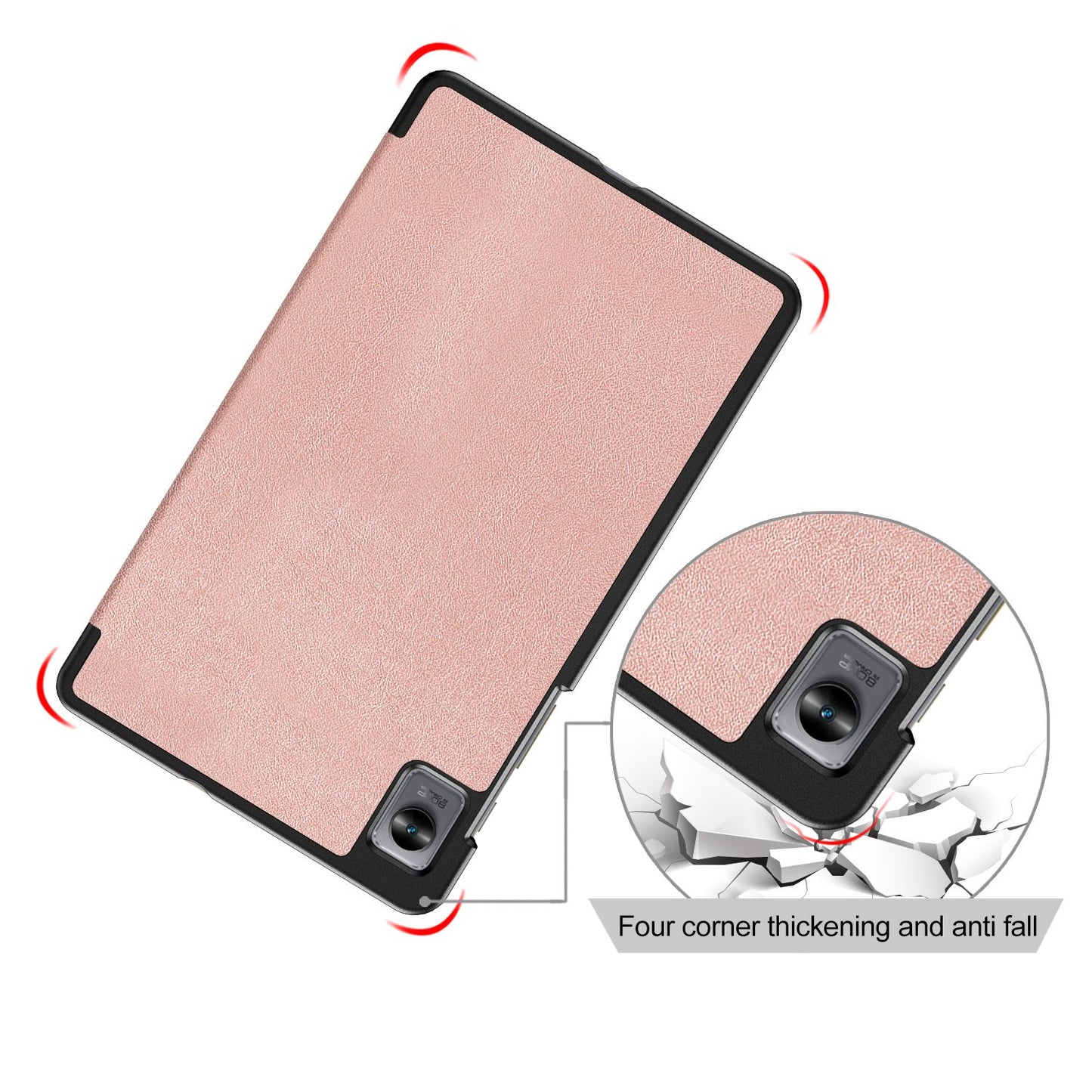 Tablet Covering Shell for Realme Pad Mini PC+PU Leather Trifold Stand Cover Well-protected Flip Tablet Case