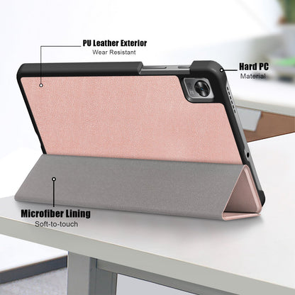 Tablet Covering Shell for Realme Pad Mini PC+PU Leather Trifold Stand Cover Well-protected Flip Tablet Case