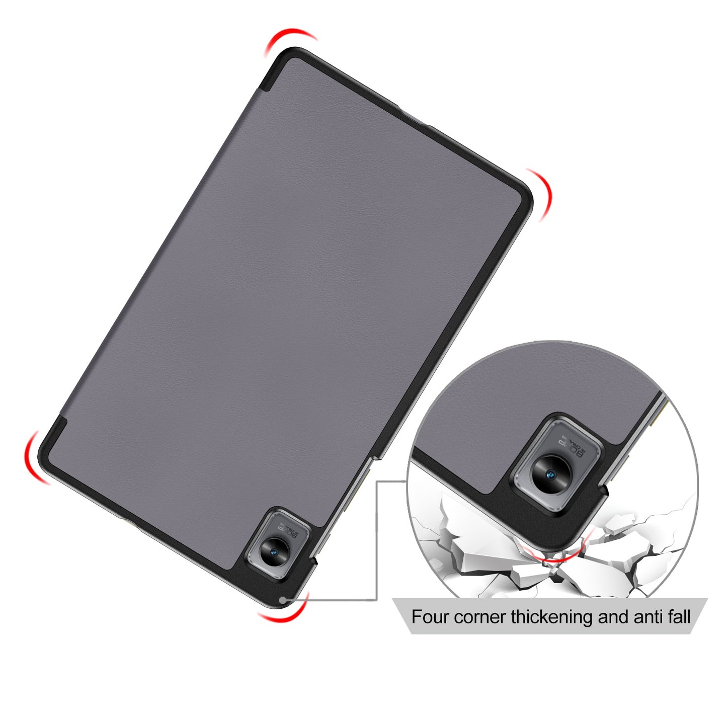 Tablet Covering Shell for Realme Pad Mini PC+PU Leather Trifold Stand Cover Well-protected Flip Tablet Case