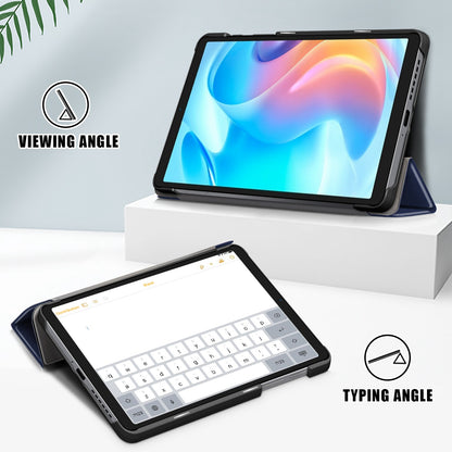 Tablet Covering Shell for Realme Pad Mini PC+PU Leather Trifold Stand Cover Well-protected Flip Tablet Case